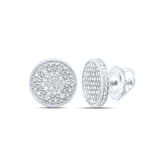 Sterling Silver 1/4 Cttw Diamond Round Men's Stud Earring