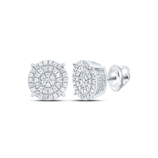 Sterling Silver 1/4 Cttw Diamond Round Men's Stud Earring