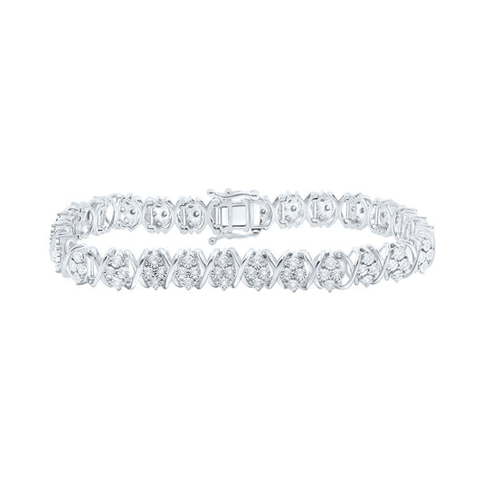 Sterling Silver 1/3 Cttw Diamond 7.60mm Ladies Bracelet, Length: 7 Inch