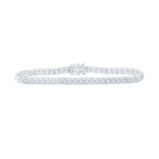 Sterling Silver 1/6 Cttw Diamond 4.80mm Ladies Bracelet, Length: 7 Inch