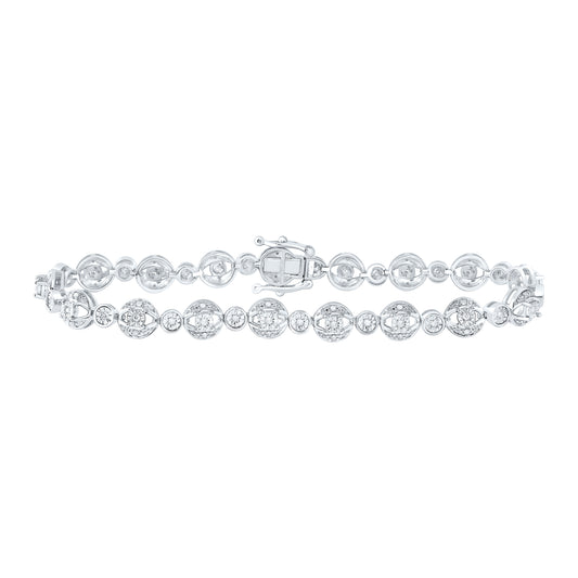 Sterling Silver 1/3 Cttw Diamond 6.80mm Ladies Bracelet, Length: 7 Inch