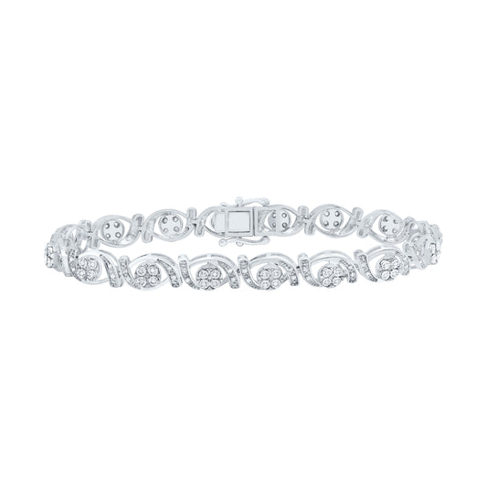 Sterling Silver 3/8 Cttw Diamond 7mm Ladies Bracelet, Length: 7 Inch