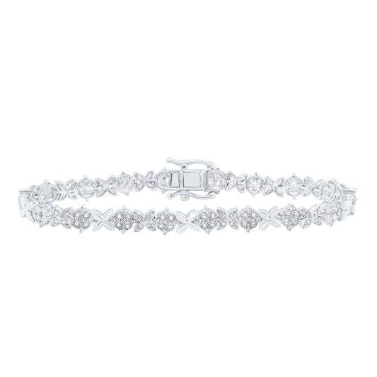 Sterling Silver 1/3 Cttw Diamond 6.70mm Ladies Bracelet, Length: 7 Inch