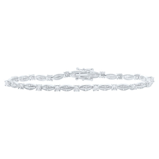 Sterling Silver 1/3 Cttw Diamond 3.90mm Ladies Bracelet, Length: 7 Inch
