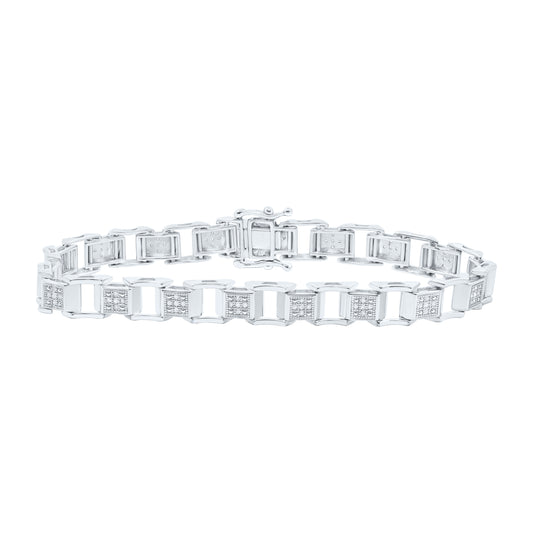 Sterling Silver 1/3 Cttw Diamond 5.40mm Ladies Bracelet, Length: 7 Inch