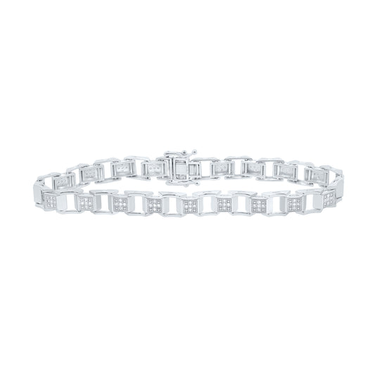 Sterling Silver 3/8 Cttw Diamond 5.40mm Men's Bracelet, Length: 8 Inch