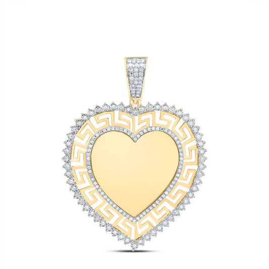 10kt Yellow Gold 1/2 Cttw Natural Diamond Memory Heart Men's Charm