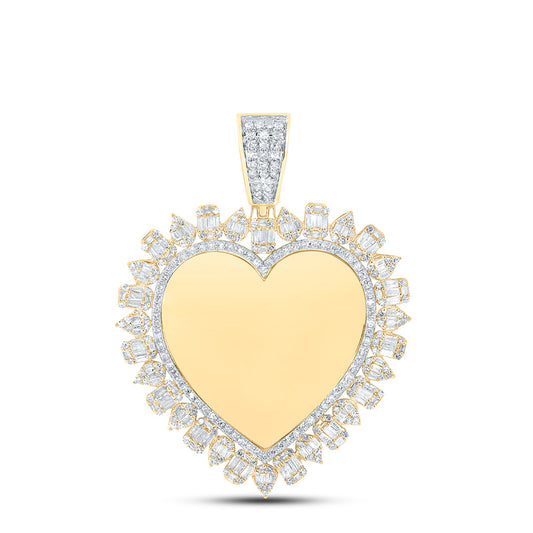 10kt Yellow Gold 1 1/3 Cttw Natural Diamond Memory Heart Men's Charm