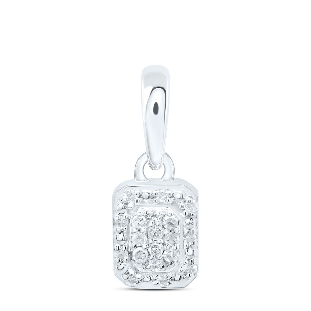 Sterling Silver 1/12 Cttw Diamond Emerald Pendant