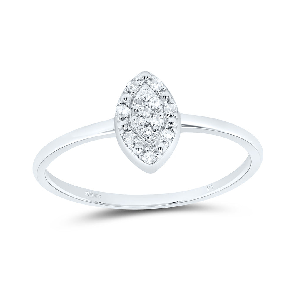 Sterling Silver White-Tone 1/20 Ctw Diamond Marquise Ring, Womens Size: 5-9