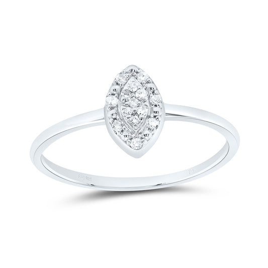 Sterling Silver White-Tone 1/20 Ctw Diamond Marquise Ring, Womens Size: 5-9