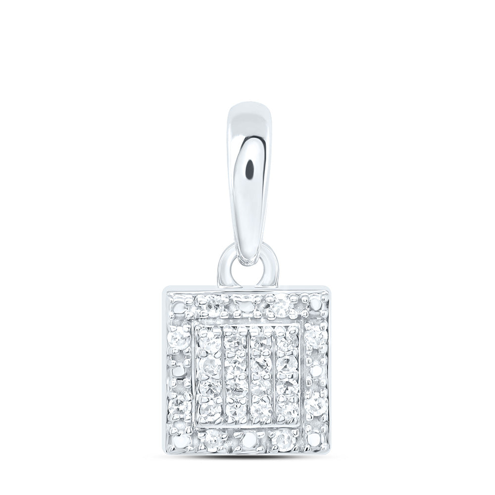 Sterling Silver 1/12 Cttw Diamond Square Pendant