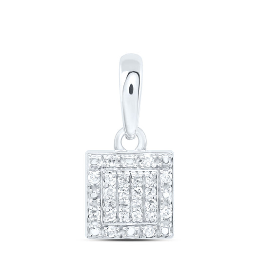 Sterling Silver 1/12 Cttw Diamond Square Pendant