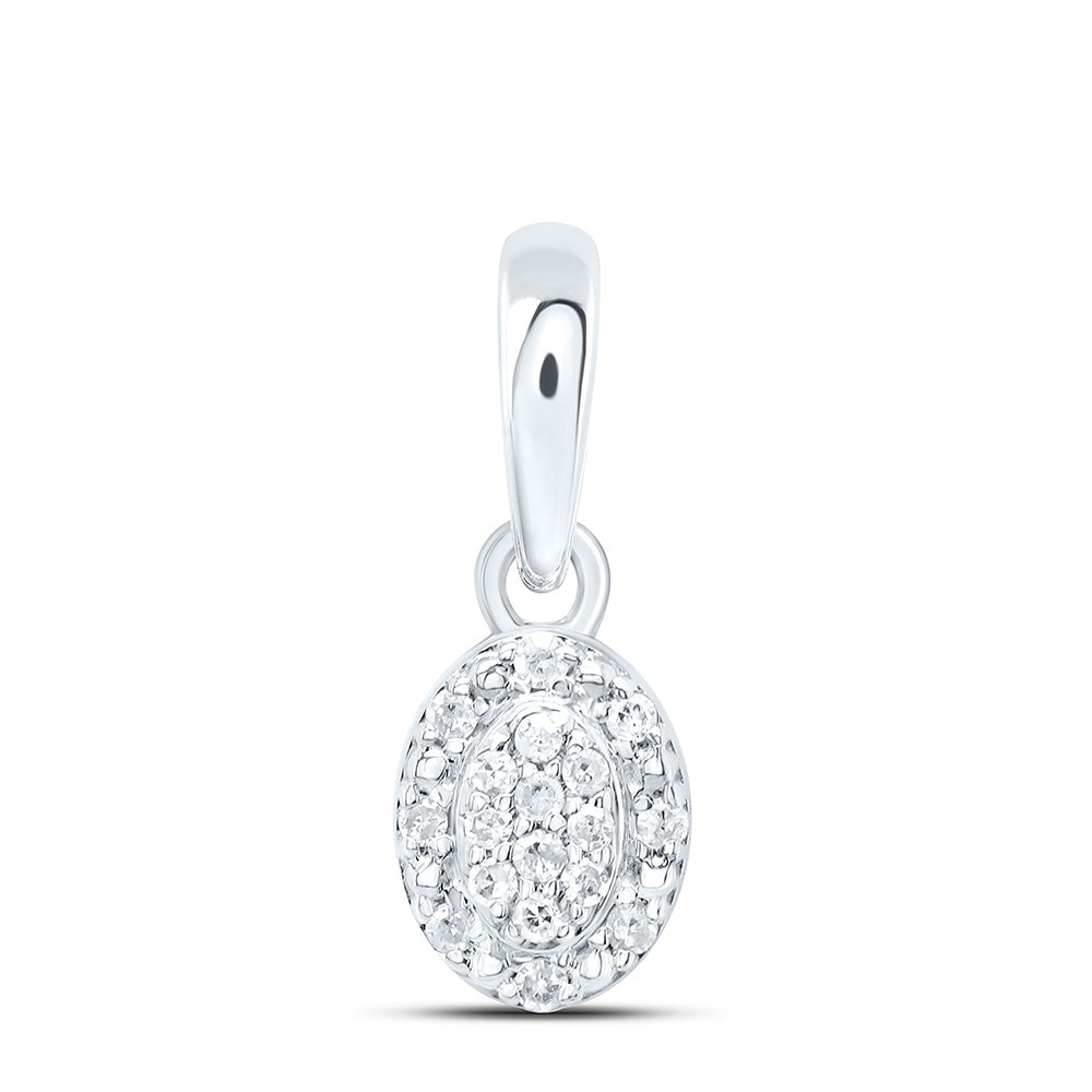 Sterling Silver 1/20 Cttw Diamond Oval Pendant