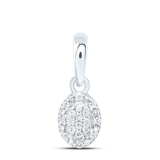 Sterling Silver 1/20 Cttw Diamond Oval Pendant