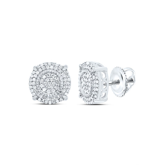 Sterling Silver 1/3 Cttw Diamond Round Stud Earring