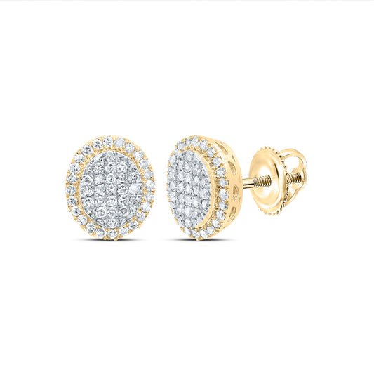 10kt Yellow Gold 1/3 Cttw Diamond Fashion Oval Stud Earring