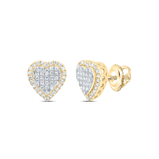 10kt Yellow Gold 3/8 Cttw Natural Diamond Fashion Heart Earring