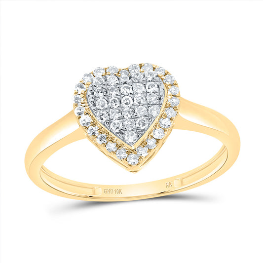 10kt Yellow Gold 1/4 Cttw Natural Diamond Fashion Heart Wedding Engagement Anniversary Ring, Women Size: 5-9