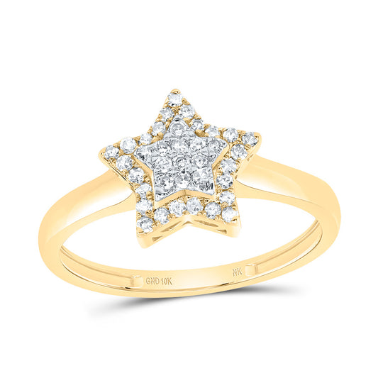 10kt Yellow Gold 1/5 Cttw Diamond Fashion Star Wedding Engagement Anniversary Ring, Women Size: 5-9