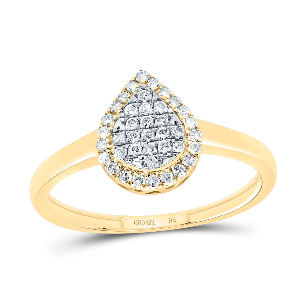 10kt Yellow Gold 1/5 Cttw Diamond Fashion Pear Wedding Engagement Anniversary Ring, Women Size: 5-9