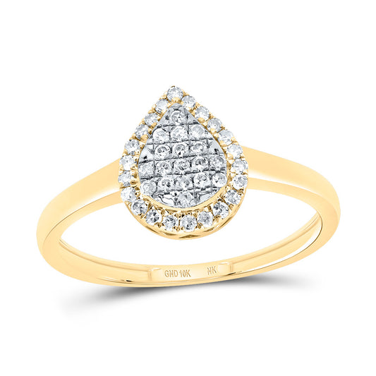 10kt Yellow Gold 1/5 Cttw Diamond Fashion Pear Wedding Engagement Anniversary Ring, Women Size: 5-9