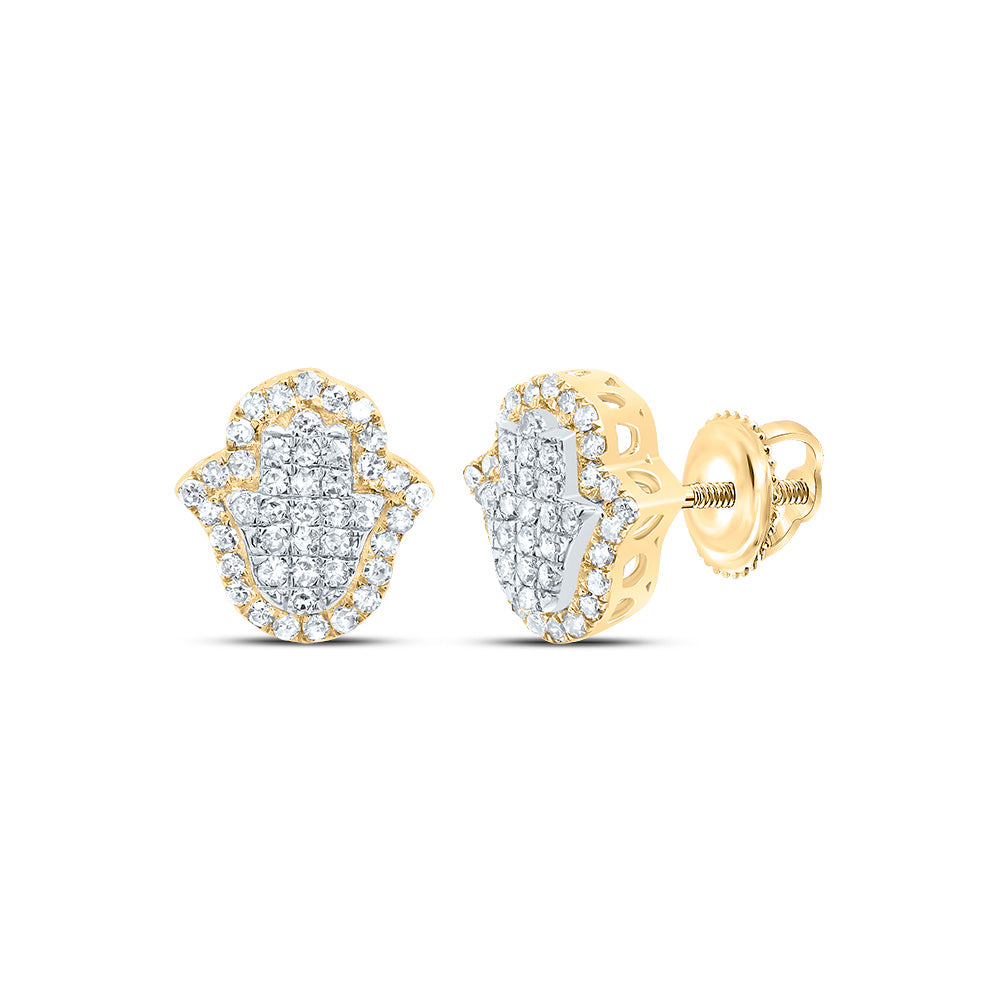 10kt Yellow Gold 1/3 Cttw Diamond Fashion Hamsa Earring