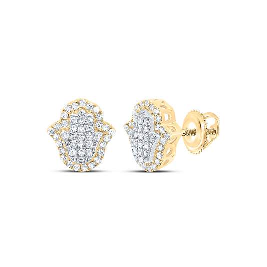 10kt Yellow Gold 1/3 Cttw Diamond Fashion Hamsa Earring