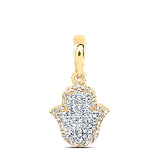 10kt Yellow Gold 1/3 Cttw Diamond Fashion Hamsa Pendant
