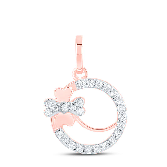 10kt Rose Gold 1/10 Cttw Natural Diamond Fashion Flower Round Pendant