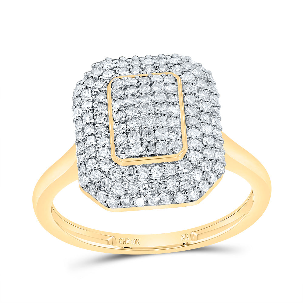 10kt Yellow Gold 5/8 Cttw Diamond Fashion Emerald Wedding Engagement Anniversary Ring, Women Size: 5-9