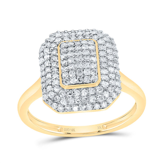 10kt Yellow Gold 5/8 Cttw Diamond Fashion Emerald Wedding Engagement Anniversary Ring, Women Size: 5-9