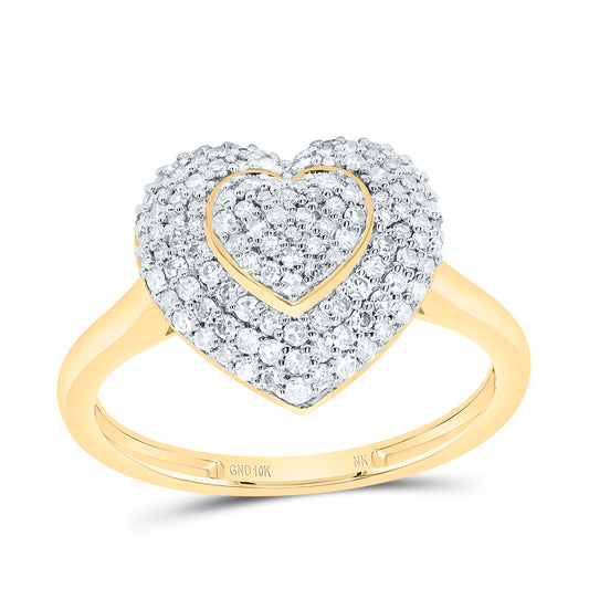 10kt Yellow Gold 1/2 Cttw Natural Diamond Fashion Heart Wedding Engagement Anniversary Ring, Women Size: 5-9