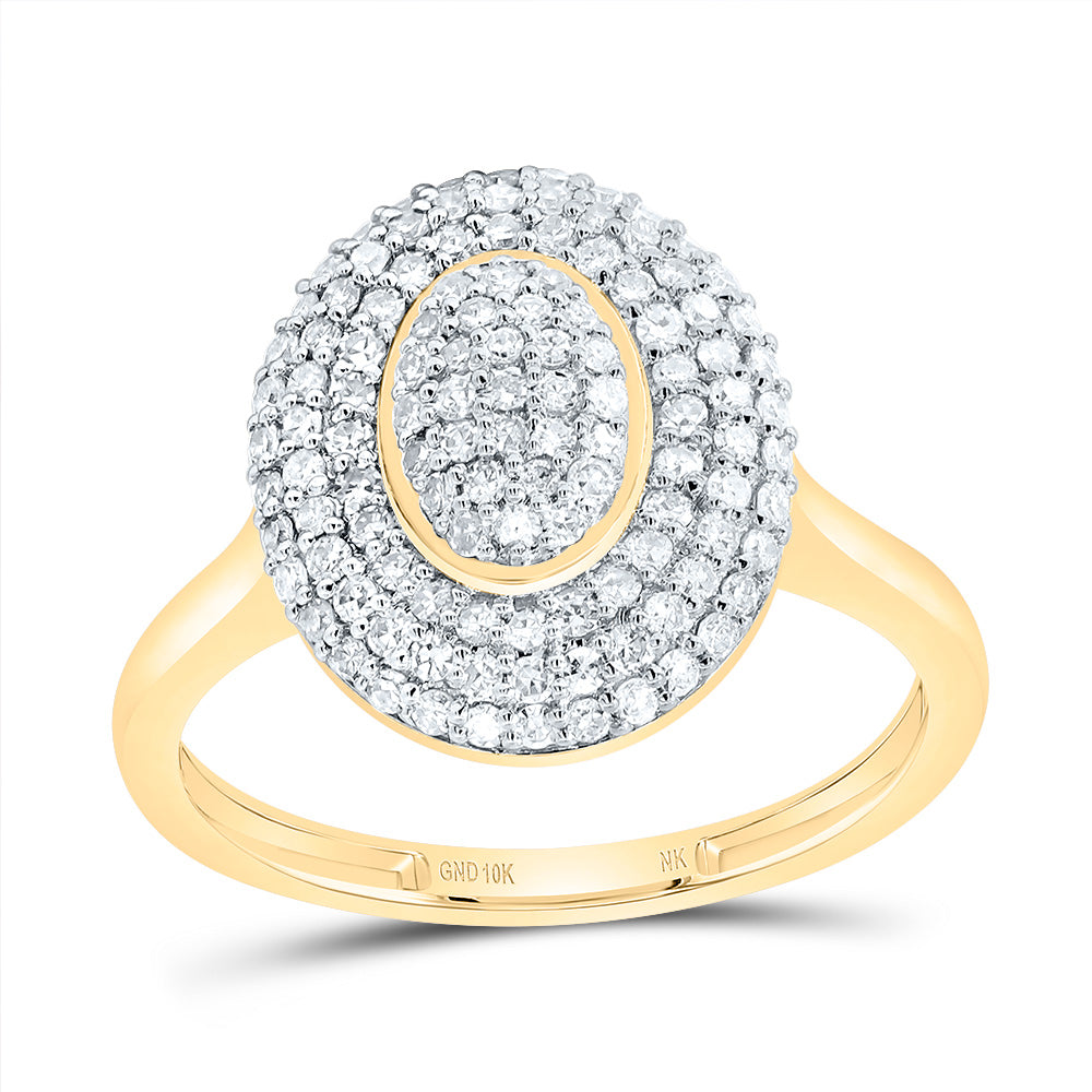 10kt Yellow Gold 1/2 Cttw Diamond Fashion Oval Wedding Engagement Anniversary Ring, Women Size: 5-9