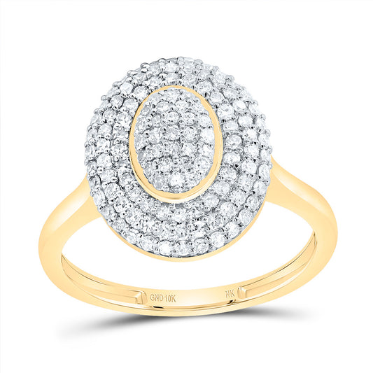 10kt Yellow Gold 1/2 Cttw Diamond Fashion Oval Wedding Engagement Anniversary Ring, Women Size: 5-9