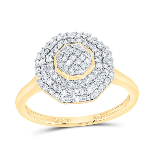 10kt Yellow Gold 1/2 Cttw Diamond Fashion Octagon Wedding Engagement Anniversary Ring, Women Size: 5-9