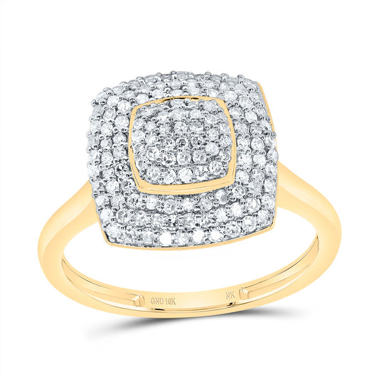 10kt Yellow Gold 1/2 Cttw Diamond Fashion Cushion Wedding Engagement Anniversary Ring, Women Size: 5-9