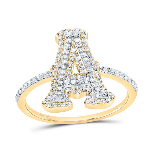 10kt Yellow Gold Diamond Fashion Initial Ladies Wedding Engagement Anniversary Ring