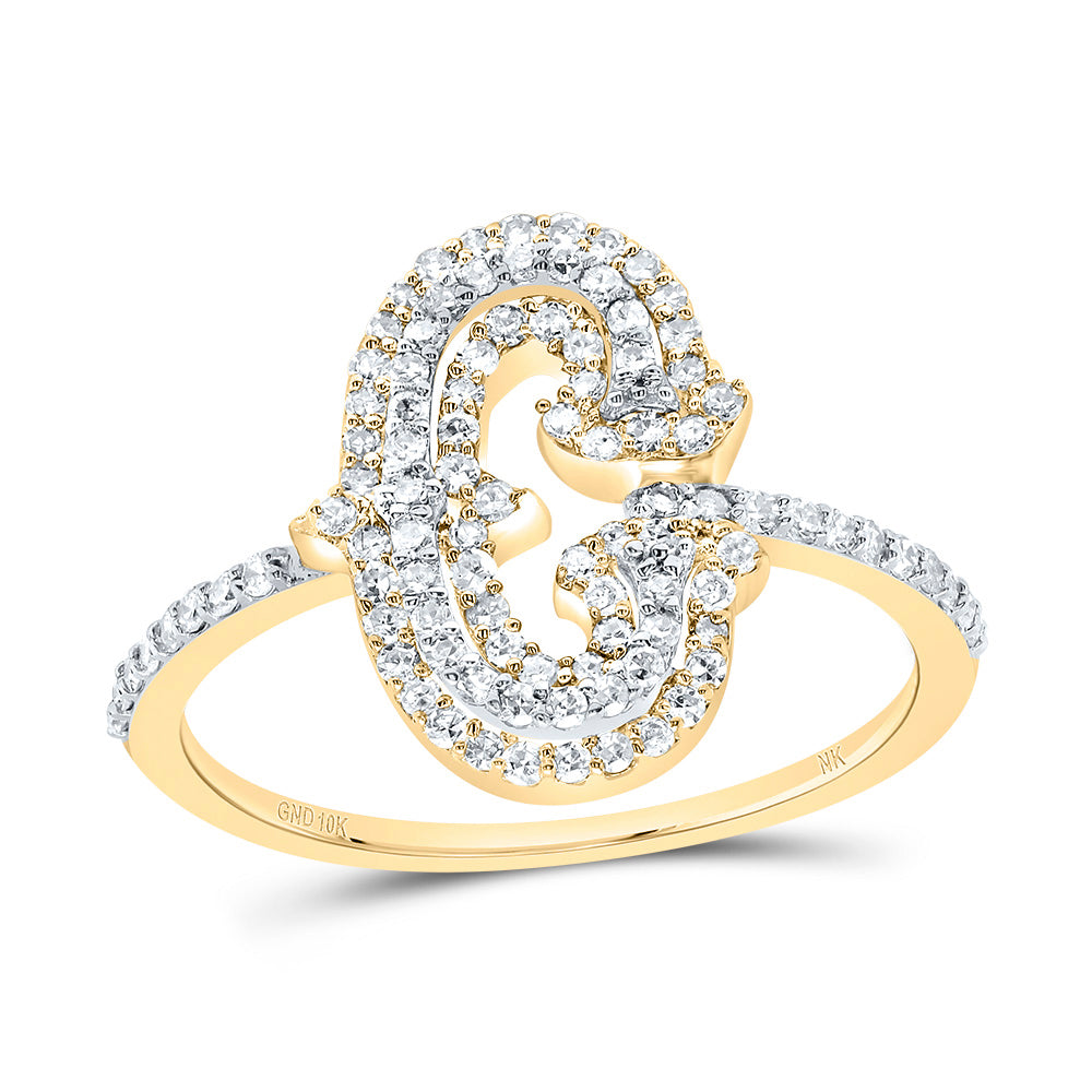 10kt Yellow Gold Diamond Fashion Initial Ladies Wedding Engagement Anniversary Ring