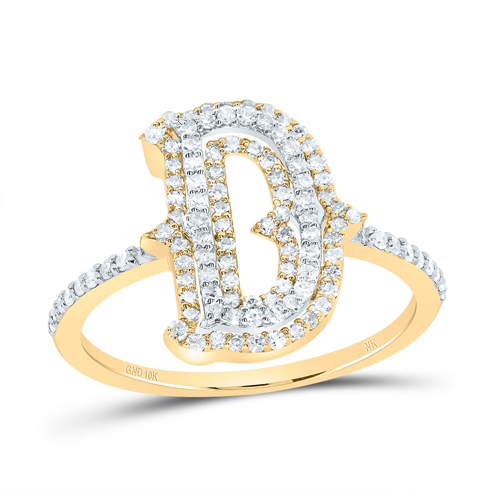 10kt Yellow Gold Diamond Fashion Initial Ladies Wedding Engagement Anniversary Ring