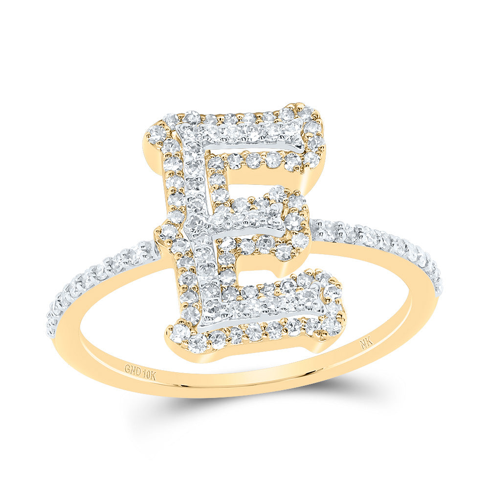 10kt Yellow Gold Diamond Fashion Initial Ladies Wedding Engagement Anniversary Ring