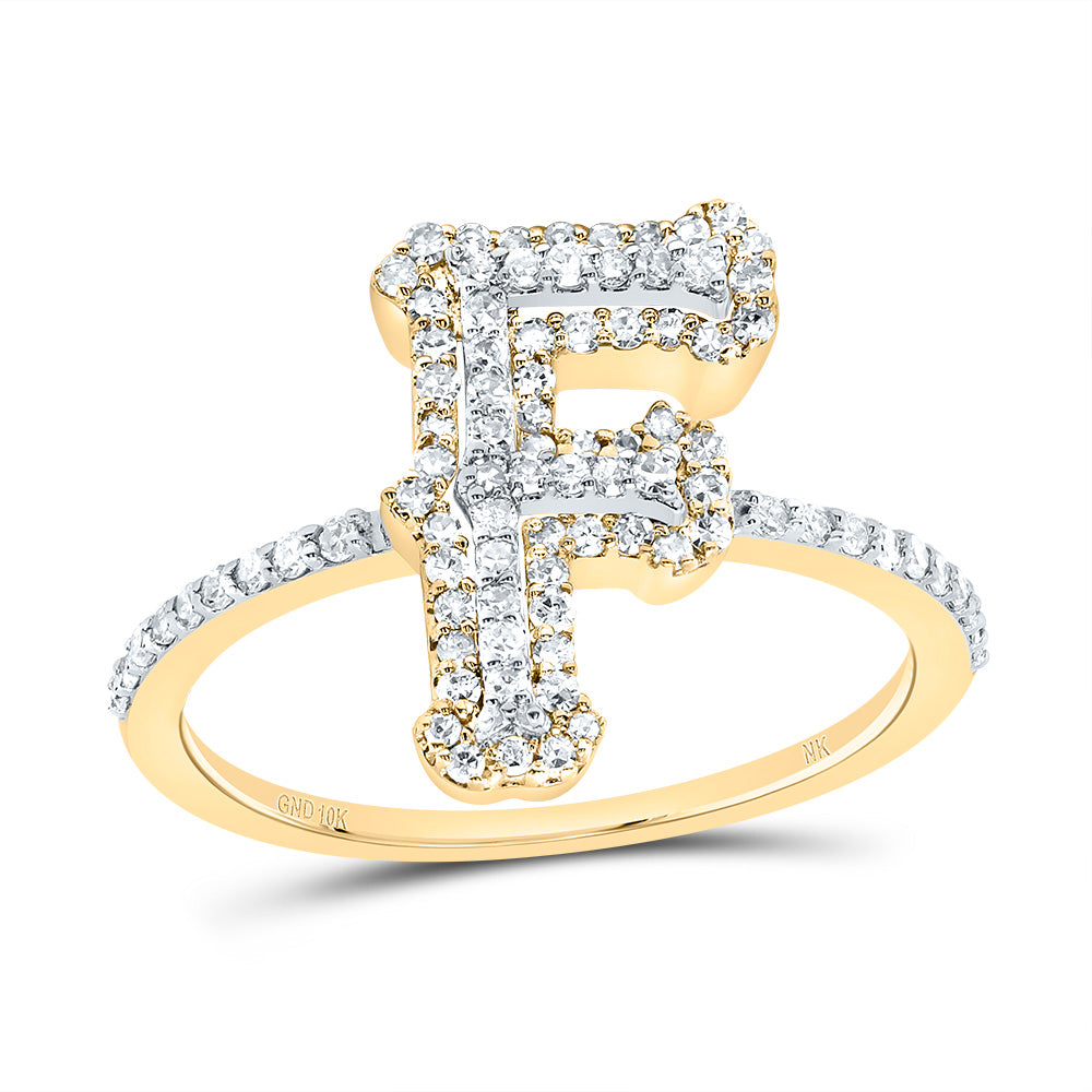 10kt Yellow Gold Diamond Fashion Initial Ladies Wedding Engagement Anniversary Ring