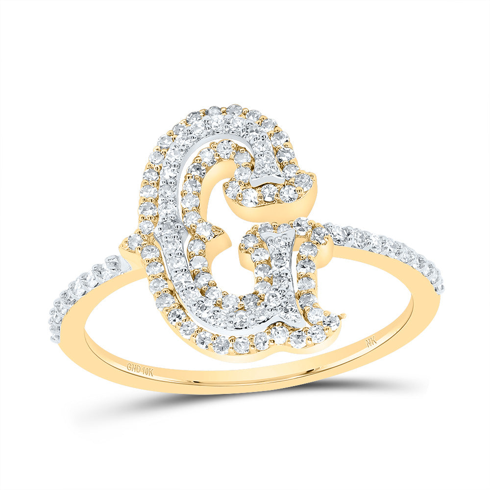 10kt Yellow Gold Diamond Fashion Initial Ladies Wedding Engagement Anniversary Ring