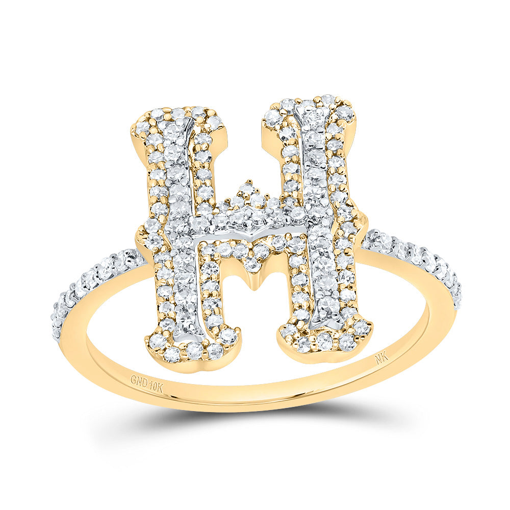10kt Yellow Gold Diamond Fashion Initial Ladies Wedding Engagement Anniversary Ring