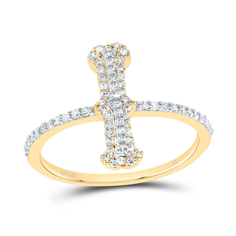 10kt Yellow Gold Diamond Fashion Initial Ladies Wedding Engagement Anniversary Ring