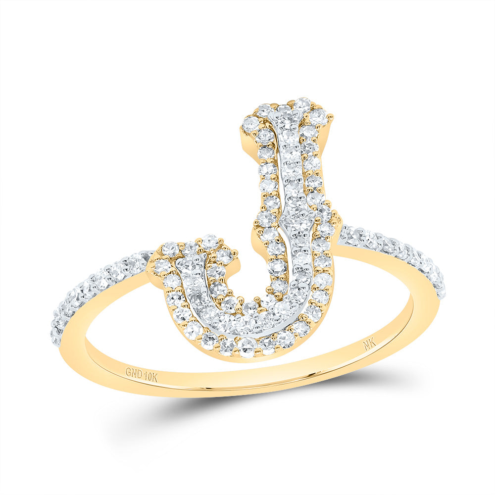 10kt Yellow Gold Diamond Fashion Initial Ladies Wedding Engagement Anniversary Ring