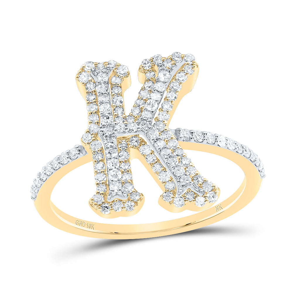 10kt Yellow Gold Diamond Fashion Initial Ladies Wedding Engagement Anniversary Ring