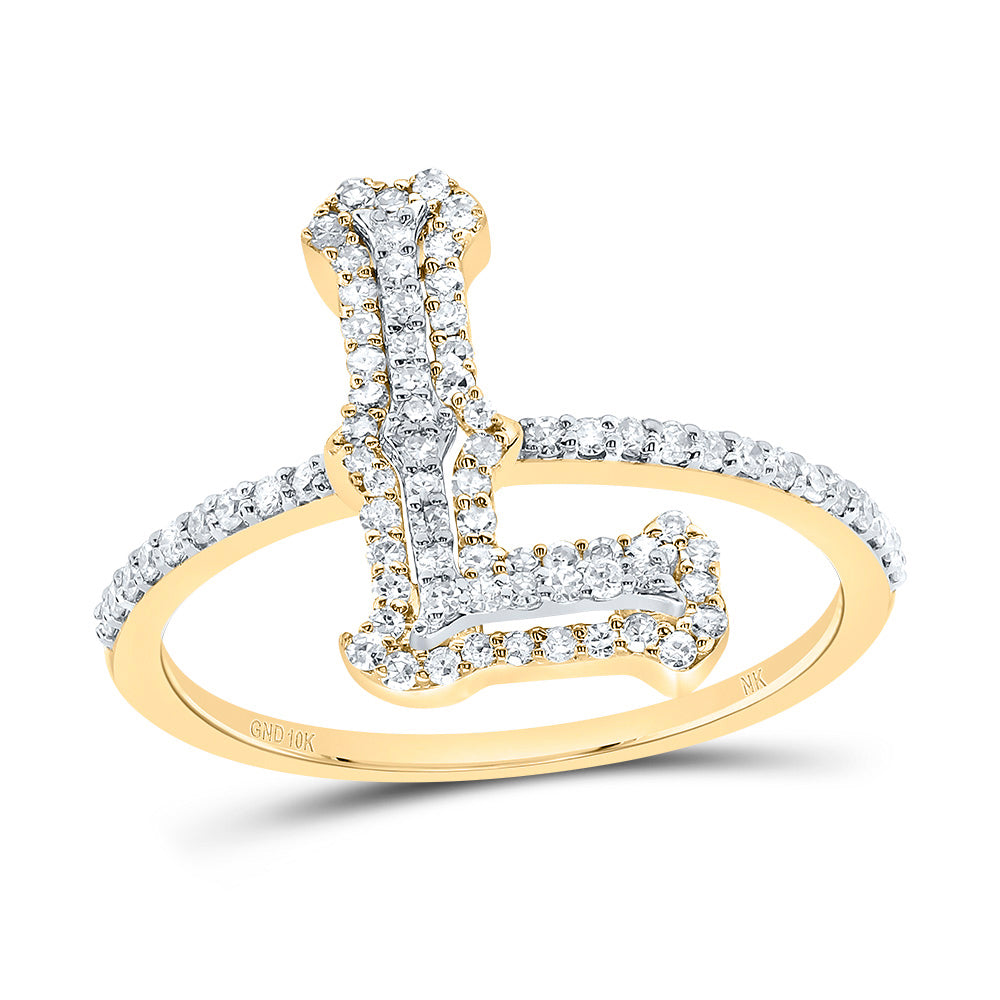 10kt Yellow Gold Diamond Fashion Initial Ladies Wedding Engagement Anniversary Ring