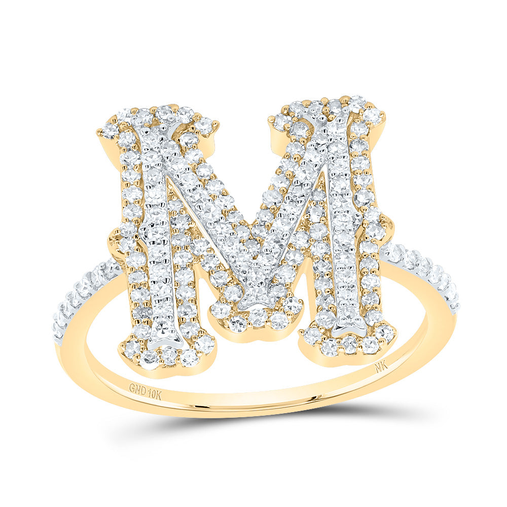 10kt Yellow Gold Diamond Fashion Initial Ladies Wedding Engagement Anniversary Ring