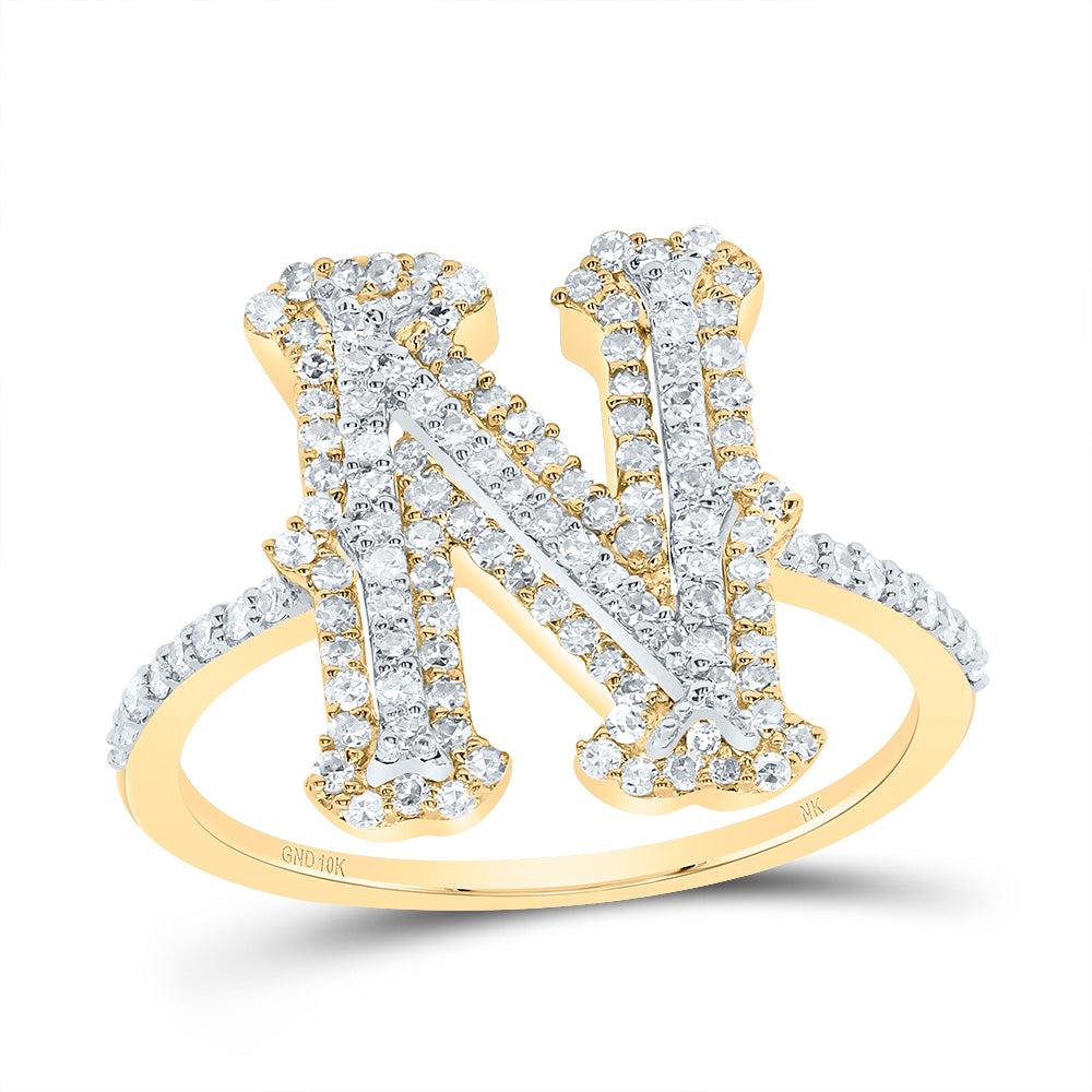10kt Yellow Gold Diamond Fashion Initial Ladies Wedding Engagement Anniversary Ring